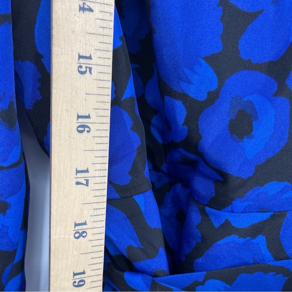 Jason Wu Shift Dress Ruffle V-Neck Black Blue Floral Lightweight Tie Waist XL - Picture 3 of 8